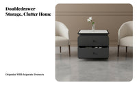 Square Nightstand with Drawer Luxury Aesthetic Bedside Storage Cabinet Modern design Waterproof Surface for Homeowners, Students