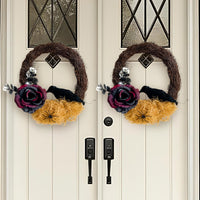Halloween Wreath with Dried Branches, Roses, and Black Crow