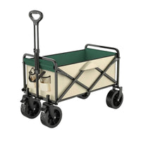 Heavy Duty Camping Wagon with All-Terrain Wheels Sturdy Folding Wagon Telescopic Collapsible Cart with Side Pocket Adjustable for Shopping
