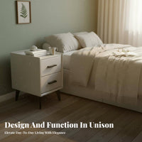 Nightstand with Drawers Space-Saving 2-Drawer End Table Compact Size for Renters