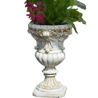 European Vintage Garden Relief Tall Flower Pot with Roman Column Design