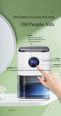 Chenjun Mini Dehumidifier for Home, Dorm, Bathroom, 42W, 220V, 10-20 sqm, 1.0-2.5L Tank, US Plug