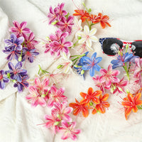 Mini 3-Head Lily Flower Heads DIY Hair Accessory Material for Photography and Floral Arrangement (100 pcs)