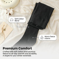 Tights for Women with Thermal Fleece Lined Design for Autumn and Winter, Right Angle Heel Construction Prevents Bunching