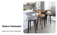 Wooden Stool with Woven Seat Rotating Bar Chair sturdy Wood Built-in Footrest for Families