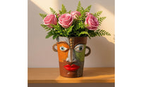 Resin Face Planter Unique Flower Pot Textured for Desk, Patio, Gardeners