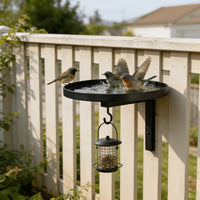 Metal Wall-Mounted Bird Bath Feeder with Hook for Outdoor Garden Patio Decoration