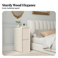 Narrow Nightstand with Drawer Sturdy Construction Bedside Table Rounded Corners