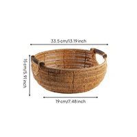 Round Fruit Basket Wide Rounded Body Imitation Rattan Basket Handwoven