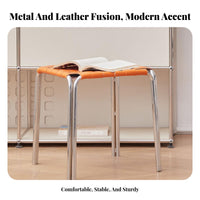 Woven Top Stacking Stool Stackable Backless Chair Non-Slip Feet for Homeowners