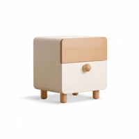 Nightstand with Drawers Two-Tsingle Design design Two-Tsingle End Table Wooden Grain Finish