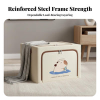 Foldable Fabric Box with view panel Large Capacity Household Storage Side Handles