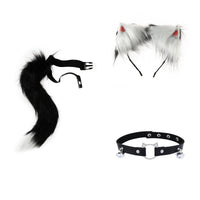 Cosplay Cat Ear Headband and Tail Accessory Set for Adults