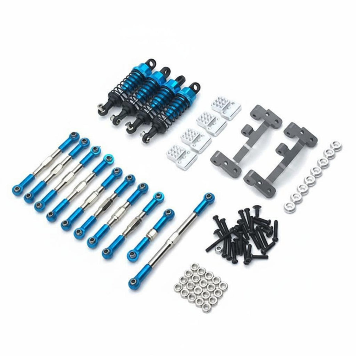 1/16 Scale RC Car Modification Kit Construction Metal Shock Absorber and Link Rod Set Easy Installation for Rough Terrain