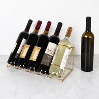 Black Iron Wire Wine Rack, Desktop Metal Bottle Holder, Small Storage for Kitchen Counter, Minimalist Design
