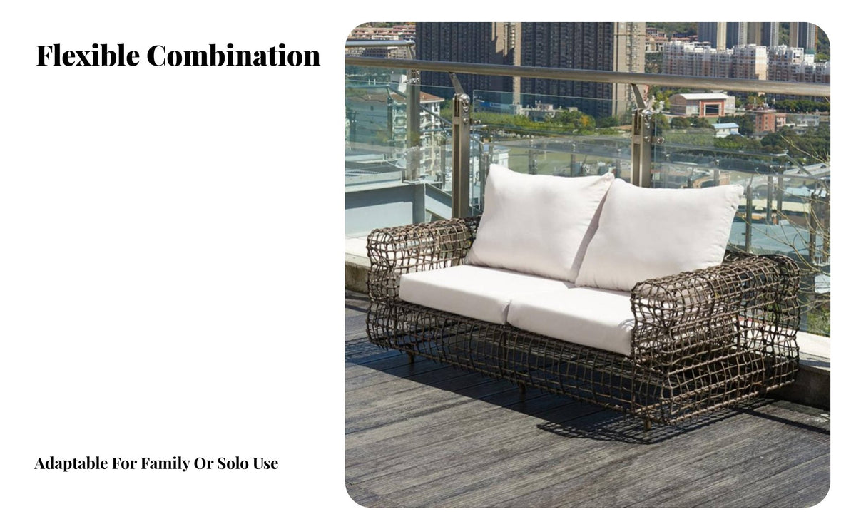 4-Piece Woven Lounge Set mechanical aesthetic Outdoor Furniture Weather-Resistant Garden Seating Group for Families, Homeowners, Patio, Balcony, rearyard