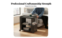 C-Shaped Rolling Table Modern aesthetic Nightstand 2-Tier Storage for Remote Workers