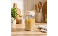 Moisture-Resistant Grain Storage Container with Lid Transparent Food Dispenser with Pouring Spout Airtight Food Storage Container with Lids Compact for Cabinet