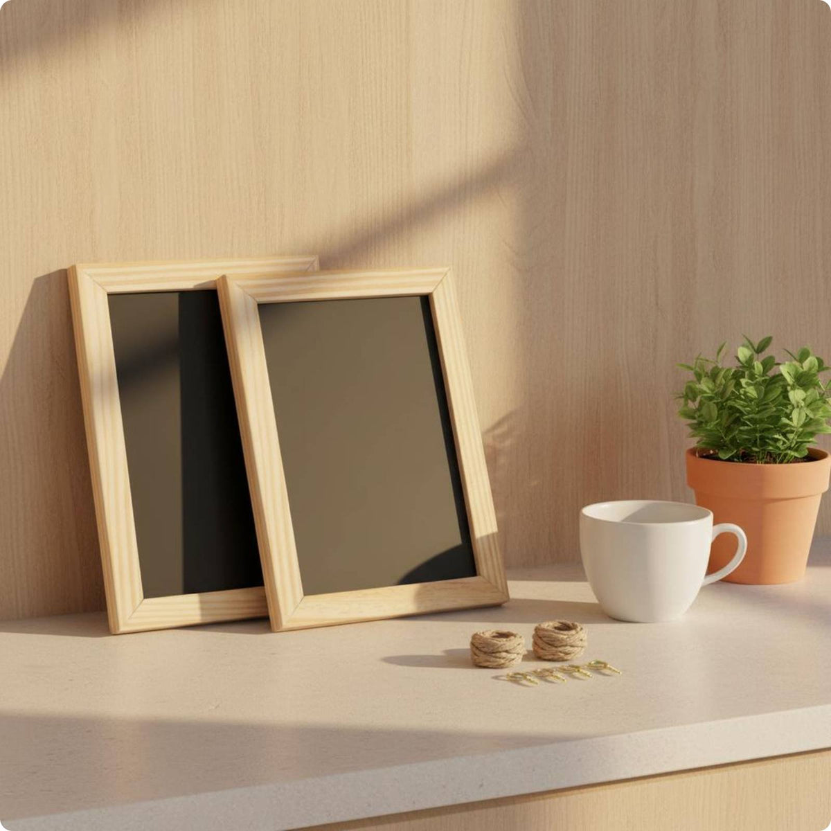 2 Pieces Wood Frame Mini Chalkboard Easy to Hang Message Board Reusable
