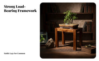 Multifunctional Square Wooden Pedestal Mortise and Tenon Joinery Square Display Platform Long-Lasting Construction Home Decoration Two-Tier Storage for Plant Owners, Interior Decorators, Tea Room, Shelf, Tabletop, Balcony