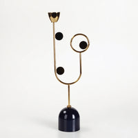 Geometric Candle Holder Abstract Candle Holder with Metal Frame Gold-Toned for Consoles, Shelves