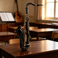 Brass Tenor Sax with Case Lacquered Tenor Saxophone Engraved Woodwind Curved for Beginners, Students, Players, Band Practice, Rehearsals, Stage
