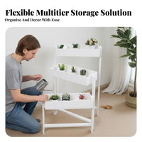 3-Tier Plant Stand Retro Design Foldable Stepped Planter Indoor Outdoor Use Easy to Assemble for Gardeners, Balcony, Patio