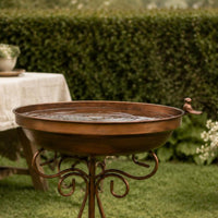 Freestanding Bird Bath Round Basin Freestanding Bird Feeder Weatherproof