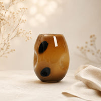 Dotted Glass Vase Wide Mouth Decor Piece Handmade for Living Room