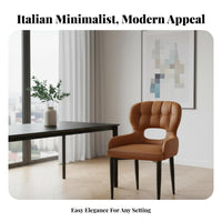 Curved Spine Supportrest Dining Chair Italian Aesthetic Upholstered Seat Minimalist Design Anti-Slip Foot Pads for Hotel