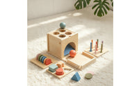 Educational Toy with Shape Boards Pastel Shape Sorting Cube Compact Wooden Sorting Box for Young Children