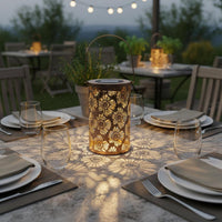 Hollow Metal Flower Lantern Portable Floral Pattern Shadow Lantern for Camping