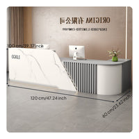L-shaped Front Desk Spacious Storage Reception Desk Counter Privacy Baffle Lockable Drawers Sturdy Construction Suitable for Receptionists Salon Owners Clothing Store Professional Office Environments