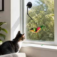 Interactive Suction Cup Cat Toy with Feather and Bird Design for Indoor Cats
