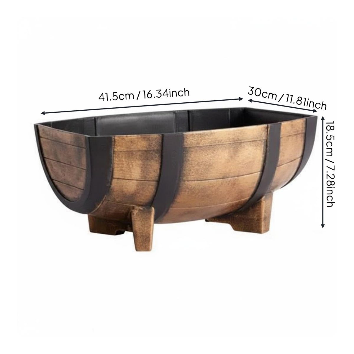 Half-Barrel Planter Black Inner Liner Half Barrel Planter Lightweight Plant Holder