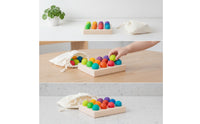Natural Color Matching Toy with Storage Bag Smooth Color Sorting Board with Balls Educational Wooden Matching Board with Balls Fine Motor for Classroom