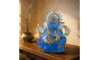 Resin Ganesha Ornament Translucent Ganesha Statue Gold Accents for Living Room
