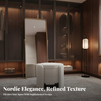 Lidded Shoe Changing Stool High-Resilience Foam Pad Upholstered Storage Ottoman Sturdy Construction Sturdy Wood Frame