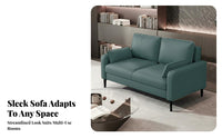 Nordic Design Minimalist Small Sofa High-Resilience Foam Cushion Modern 2-Seater Sofa Solid Wood Frame Compact Apartment Couch Easy to Clean for Students, Professionals, Young Adults, Rental Home, Bedroom, Boutique, Pale Ice