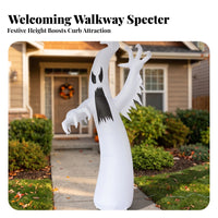 Outdoor Inflatable   | Spooky Black Printed Face, Tall White Body, Halloween Inflatable with Claws, for Lawn