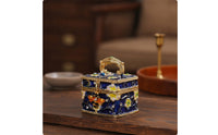Mini Jewelry Box with Handle Vintage-Style Enamel Jewelry Box Decorative Compact for Women, Vanity, Dressing Table