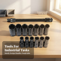 13 Pieces Deep Socket Set Flexible Socket Extension Spring Steel Socket Extension Bar Flexible Socket Extender Extension Bar Flexible Socket Extension Rod Improved Reach Corrugated Design Suitable for Workshop Garage Repair Maintenance