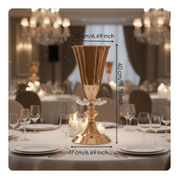 Gold Trumpet Vase Electroplated Trumpet Vase Large Capacity for Wedding, Hotel