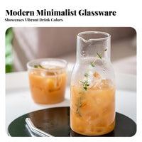 2 Pieces Space Saving Glass Carafe with Tumbler Lid Easy to Clean Glass Pitcher with Tumbler Lid Versatile Use for Seniors, Bedroom, Kitchen