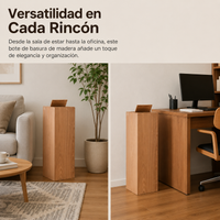 Wooden Trash Can for Bathroom, Slim Bin with Lid, 6L, 65cm, for Home and Office