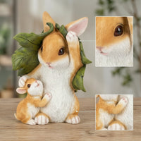 Rabbit Statue with Baby Cottagecore Rabbit Statue Whimsical for Yard, Flower Bed