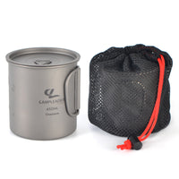450ml Outdoor Pure Titanium Cup Portable Cup Foldable Camping Cup with Lid