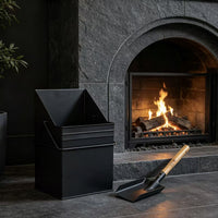 Indoor/Outdoor Fireplace Tool Set with Large Capacity Thickened Slanted Square Ash Bucket and Shovel