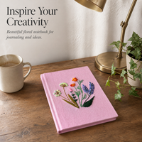 Hand-Embroidered Daisy Fabric Hardcover Journal A5/A6