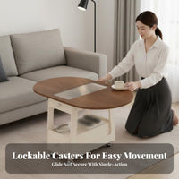 Round Rolling Storage Table Movable with casters Mobile Storage Table for Bedroom